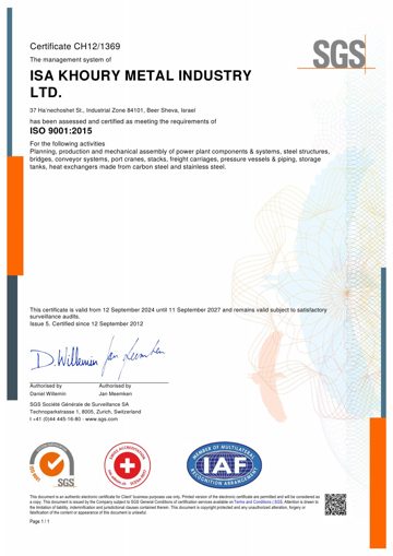 ISO 9001:2015 certificate